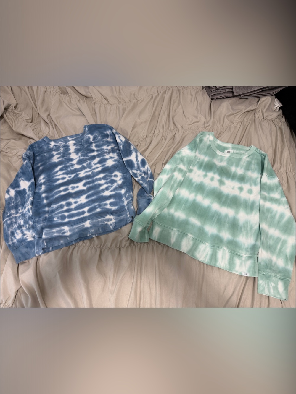 GAP Kids Tie-Dye Sweatshirts in Blue and Mint Green